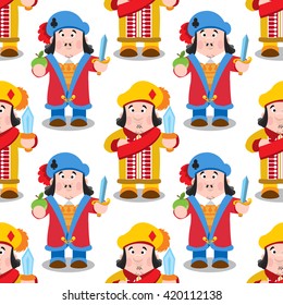 Seamless pattern with cartoon prince.