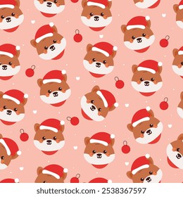 seamless pattern cartoon puppy with christmas stuff. cute christmas wallpaper for fabric print, gift wrap paper