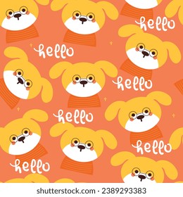 cachorro de dibujos animados sin costura con gafas. papel tapiz de animal lindo para textiles, papel de envoltura de regalo