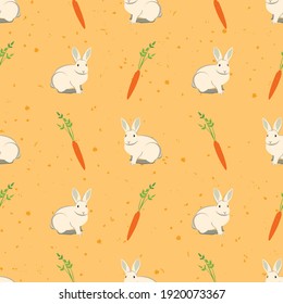 Seamless Pattern of Cartoon Rabbit. Funny cartoon seamless pattern for children background.