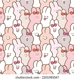 Seamless Pattern of Cartoon Rabbit Illustration Design