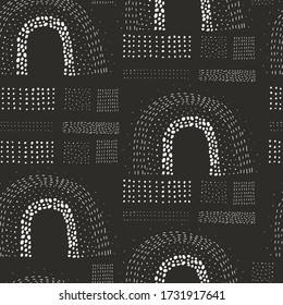 diseño sin fisuras con arcos de dibujos animados, elementos de decoración abstracta sobre un fondo neutro. vector colorido. dibujo a mano, de estilo plano.  diseño para tela, impresión, textil, envoltura