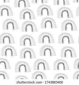 seamless pattern with cartoon rainbows. colorful vector for kids. hand drawing, flat style. baby design for fabric, print, textile, wrapper