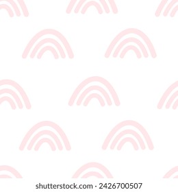 seamless pattern with cartoon rainbows, decor elements. colorful vector for kids. hand drawing, flat style. baby design for fabric, print, textile, wrapper

