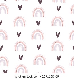 patrón impecable con arcos de caricatura, corazones. vector colorido para los niños. dibujo a mano, de estilo plano. diseño de bebé para tela, impresión, textil, envoltura