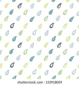 Seamless pattern with cartoon raindrops.