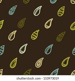 Seamless pattern with cartoon raindrops.