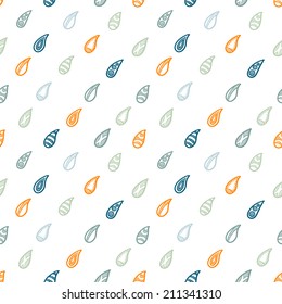 Seamless pattern with cartoon raindrops.
