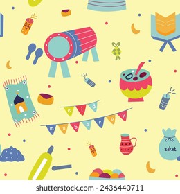 seamless pattern of cartoon ramadan illustration