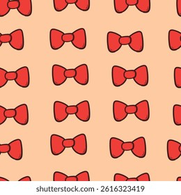 seamless pattern cartoon red bow tie. cute drawing for wallpaper, background