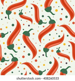 Seamless pattern with cartoon red hot chili peppers. Pattern in the swatches panel.