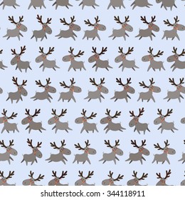 Seamless pattern with cartoon Reindeer