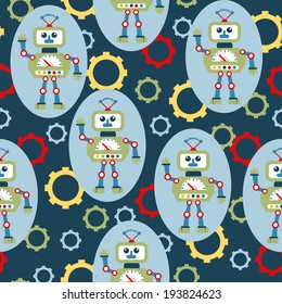 seamless pattern with cartoon robots. vector illustration