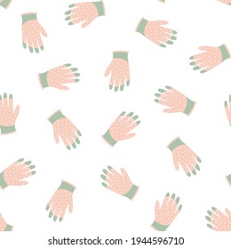 patrón transparente con guantes de goma de dibujos animados sobre fondo blanco, ilustración vectorial