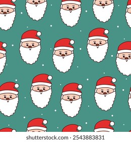 Patrón sin costuras de dibujos animados de Santa Claus. lindo Fondo de pantalla de Navidad para la impresión de tela, papel de regalo