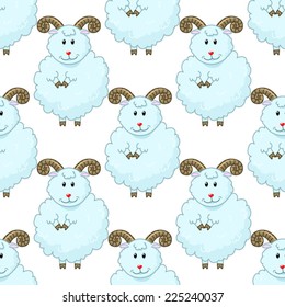 Seamless pattern with  cartoon sheep