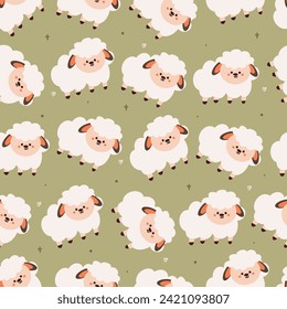 seamless pattern cartoon sheep. cute animal wallpaper for textile, gift wrap paper