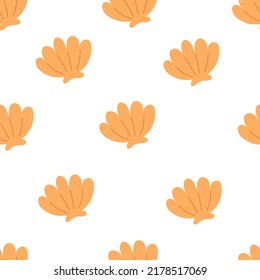 Seamless pattern with cartoon shells. colorful vector. hand drawing, flat style. design for fabric, print, textile, wrapper