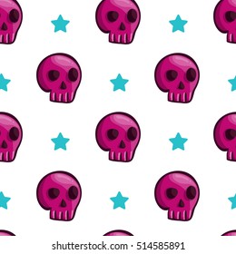 Seamless pattern with cartoon skulls
