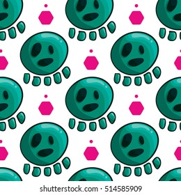 Seamless pattern with cartoon skulls