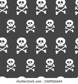 Seamless pattern from cartoon skulls. Bones, Halloween, skull. Skulls with bones. Darkness, fear, horror.