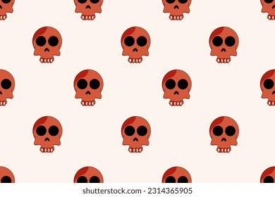 Seamless pattern with cartoon Skulls. Endless ornament with Retro Scull. Wrapping paper with Dead head background. Vector illustration. Wallpaper and bed linen print.