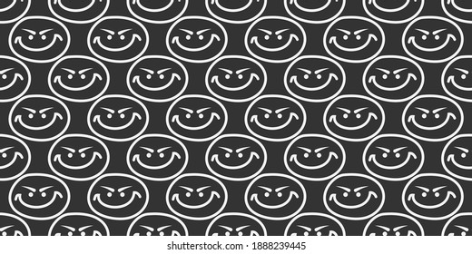 Seamless pattern with cartoon smiling faces, vector graphics