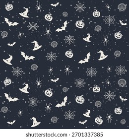 Padrão contínuo de desenhos animados sorrindo abóboras de Halloween. Padrões de abóbora de Halloween para fundos, tecidos, capas, embalagem de férias