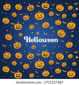 Patrón sin fisuras de calabazas de halloween sonrientes de dibujos animados. Patrones de calabaza de Halloween para fondos, telas, cubiertas, envoltura de vacaciones