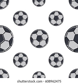 Seamless pattern with cartoon soccer ball