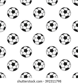 Seamless pattern with cartoon soccer balls  for sports themes decoration on white background