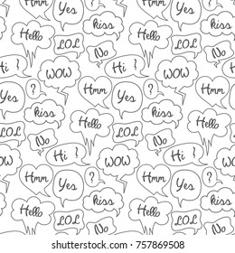 Seamless pattern with cartoon speech bubbles. Vector illustration.