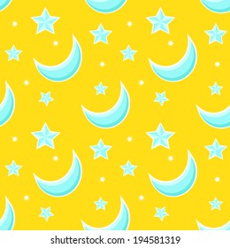 Seamless pattern with cartoon star.  Vector EPS10.