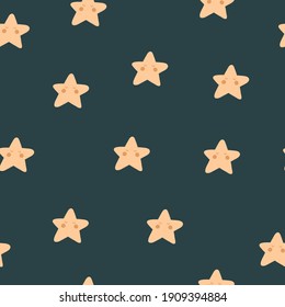 Seamless pattern with cartoon stars. Flat style, colorful vector illustration for kids. hand drawing. baby design for fabric, textile, wrapper, print.