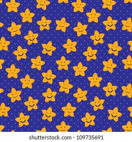 Seamless pattern with cartoon stars. Vector illustration