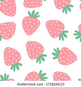 Seamless pattern with cartoon strawberries. colorful vector. hand drawing, flat style. design for fabric, print, textile, wrapper