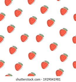 Seamless pattern with cartoon strawberries. colorful vector. hand drawing, flat style. design for fabric, print, textile, wrapper