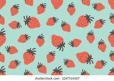 Seamless pattern with cartoon strawberries. colorful vector. hand drawing, flat style. design for fabric, print, textile, wrapper
