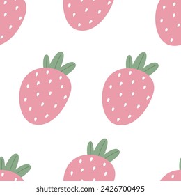 Seamless pattern with cartoon strawberries. colorful vector. hand drawing, flat style. design for fabric, print, textile, wrapper
