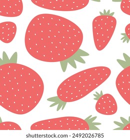 Seamless pattern with cartoon strawberries. colorful vector. hand drawing, flat style. design for fabric, print, textile, wrapper