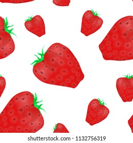 Seamless pattern cartoon of strawberry dessert on a white background. Colorful hand drawn vector stock illustration.