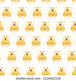 
Seamless pattern with cartoon style giraffe head vector illustration, perfect for children's clothing and accessories