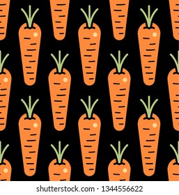 Seamless pattern of cartoon style ripe carrots.