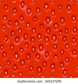 Seamless Pattern of Cartoon Style Strawberries. Vector Background Illustration