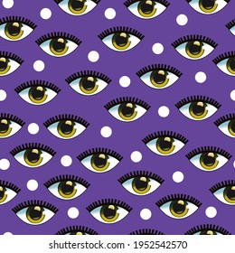 Patrón sin fisuras de dibujos animados con ojos elegantes. Ojo de caricatura. Un bonito ojo para la decoración.