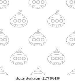 seamless pattern of cartoon submarine in silhouette, underwater transport, vector illustration for children