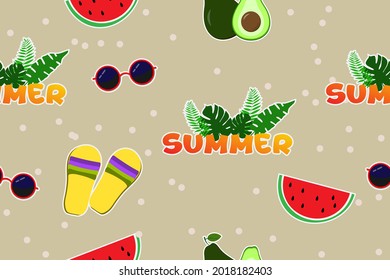 Seamless pattern. Cartoon summer design. Vector illustration.