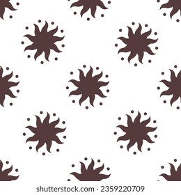 Seamless pattern with cartoon sun, decorative elements. Flat style colorful vector illustration for kids. hand drawing. baby design for fabric, textile, print, wrapper.