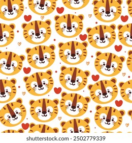 nahtlose Muster Cartoon Tiger. süße Tier Tapete Illustration für Geschenkpapier