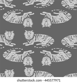 Seamless pattern with cartoon tigers
